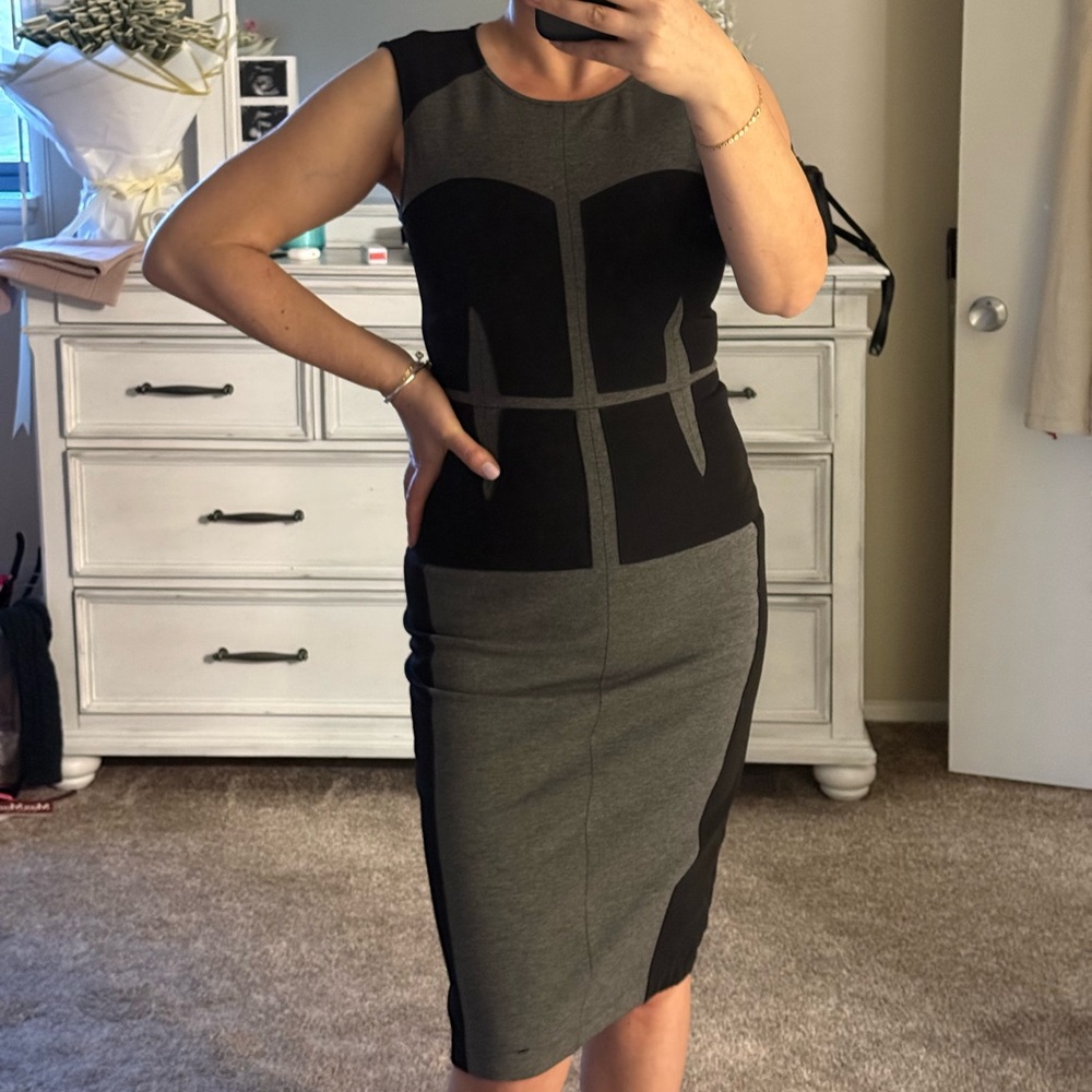 BCBGMAXAZRIA KARLIE Black & Gray Dress Sz S